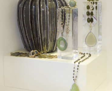 Ceramic vase handmade, necklaces and pendants necklace with semiprecious stones and silver.